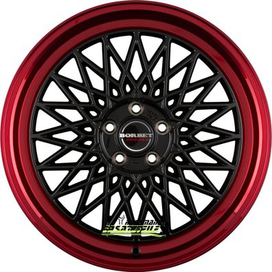 4x Borbet B black rim red 8.5x19 ET45 - LK5/112 ML66.5 Felge Alu