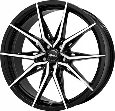 4x Brock B42 schwarz front-poliert 8x18 ET35 - LK5/100 ML63.4 Felge Alu