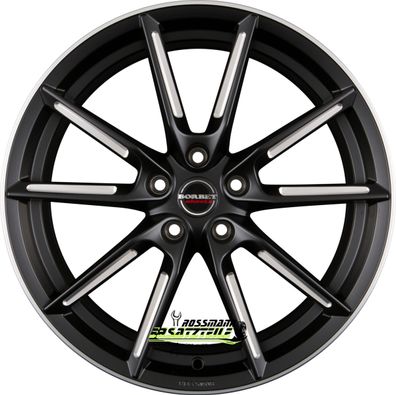 4x Borbet LX black matt spoke rim polished 8x19 ET50 - LK5/114.3 ML72.5 Felge Alu