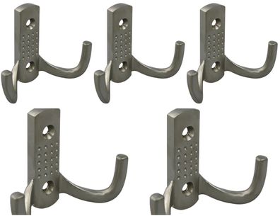 Kleiderhaken 5er Set Ausführung Edelstahloptik Mantelhaken aus Metall La.: 32 mm