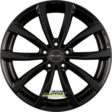 4x Mak Wolf gloss black 8x19 ET45 - LK5/108 ML72 Felge Alu