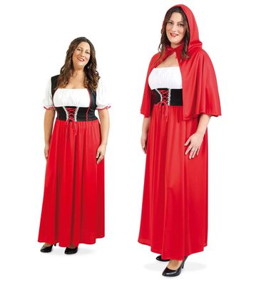 narrenwelt Kostüm Rotkäppchen Kleid mit Kapuzencape Gr. 42 - 54