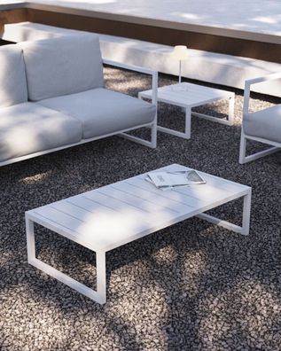 Couchtisch Comova 114 x 60 x 30 cm Aluminium Wohnzimmer Tisch Neu