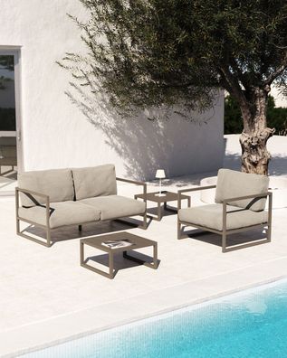 Beistelltisch Comova Outdoor 60 x 60 x 30 cm Aluminium Wohnzimmer Couchtisch Neu