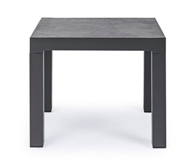 Beistelltisch Kledi 50 x 50 x 46 cm Aluminium und Keramik Couchtisch Garten Neu
