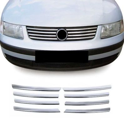 Kühlergrill Leisten Grillleisten für VW Passat 2000-2005 Edelstahl Silber 8tlg