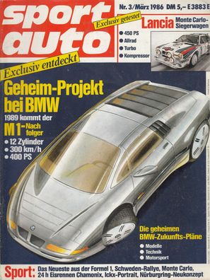 sport auto 3 / 1986, Lancia Delta, BMW , Saab 9000, Rallye, Formel 1, Golf