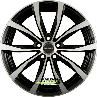 4x Mak Wolf black mirror 8x19 ET45 - LK5/108 ML72 Felge Alu