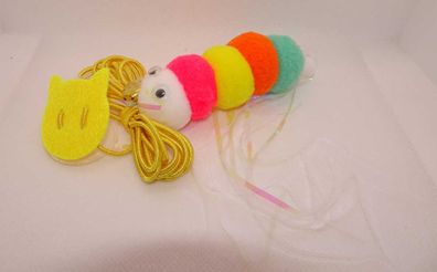 Interaktives Katzenspielzeug mit elastischem Seil bunter Anhänger 200 cm lang Neuware