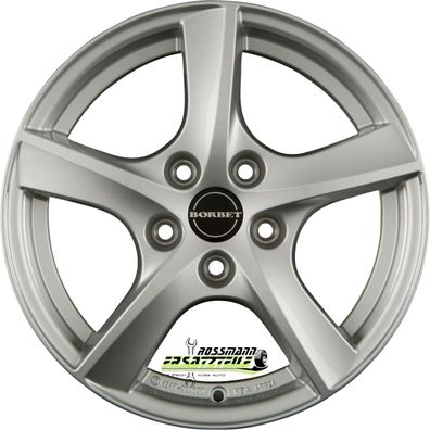 4x Borbet TL brilliant silver 5-Speiche 6.5x16 ET50 - LK5/108 ML63.4 Felge Alu