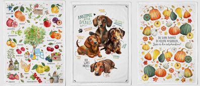 1 Geschirrtuch Obstgarten, Dackel, Kürbisse, Geschirrtücher Tuch Kürbis Früchte Obst