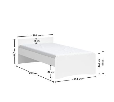 Cilek WHITE Bett ohne Kopfteil