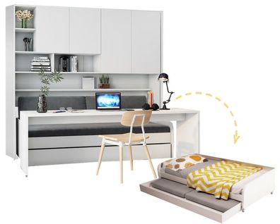 Multimo Compact Ausziehbett mit Bettbrücke, 4-tlg