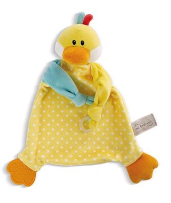 Schmusetuch Ente mit Beißring und Schnullerbefestigung, NICI, Schnuffeltuch, Babytuch
