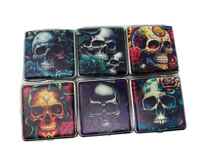 2er Zigarettenetui Zigarettendose für 20 Zigaretten Etui Zigarettenbox Skull