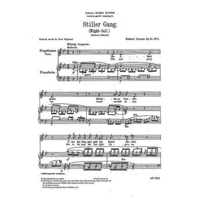 Stiller Gang op. 31/4 (Strauss) - tiefe Singstimme und Klavier Noten (PoD)