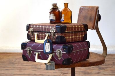 Set: zwei Koffer Antik Vintage Alt Klein DDR Kiste mit Deckel Shabby Mid Century Loft