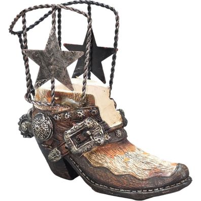 Western Werbung Visitenkarten Kartenhalter Stiefel mit Sheriffstern (Gr. 11cm)