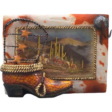 Western Boots Bilderrahmen Stiefel, Rahmen in Felloptik (Gr. 14x19cm)