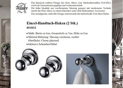 Allure 2 x 1er-Haken Messing Verchromt