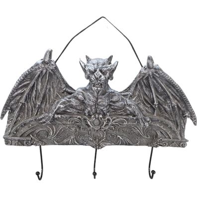 Fantasy Gargoyle Garderobe für die Wand mit 3 Metallhaken (Gr. 34x48x7cm)
