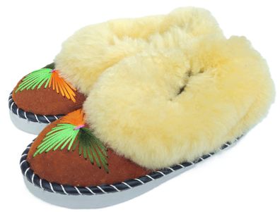 Lammfell Warme Hausschuhe Mokassin Gr.37 NEU, Schaffell/ -leder Handarbeit * Braun*1