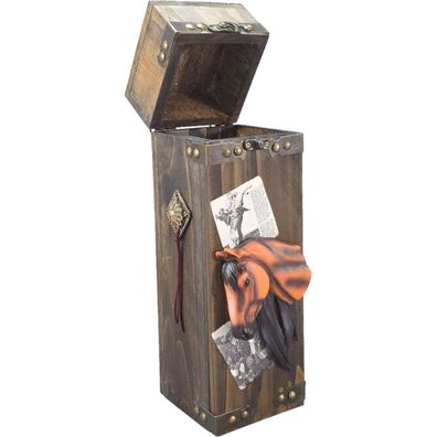 Western Holz Flaschenbox Pferd Flaschendose zum öffnen 35cm (Gr. 35x11cm)