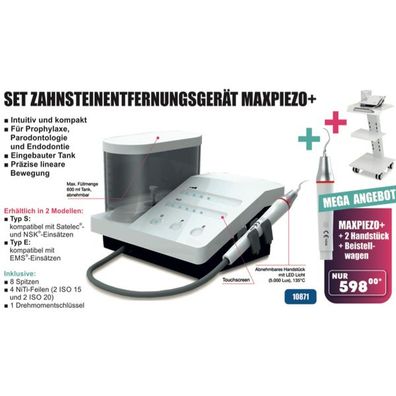 Mobiles ZEG Maxpiezo Plus + Beistellwagen Zahnsteinentfernungsgerät mobil SET