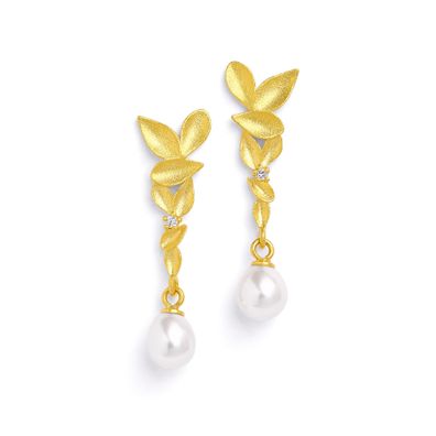 BERND WOLF Ohrhänger 925/- Silber Yolani, Süßwasserperle