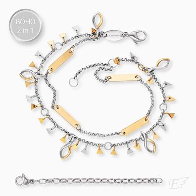 Engelsrufer Duo 2 in 1: Armband Fusskettchen, Edelstahl IP Bicolor