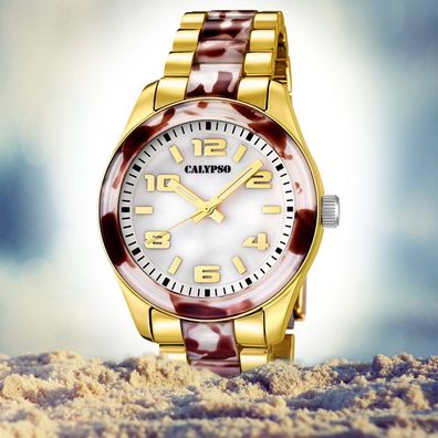 Calypso unisex K5648/A Kunststoff braun-gelb 5 ATM