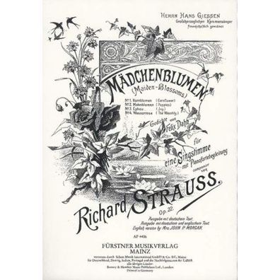 Mädchenblumen op. 22/2 (Strauss) - Singstimme (tief) und Klavier Noten (PoD)