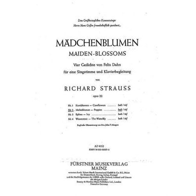 Mädchenblumen op. 22/2 (Strauss) - Singstimme (hoch) und Klavier Noten (PoD)