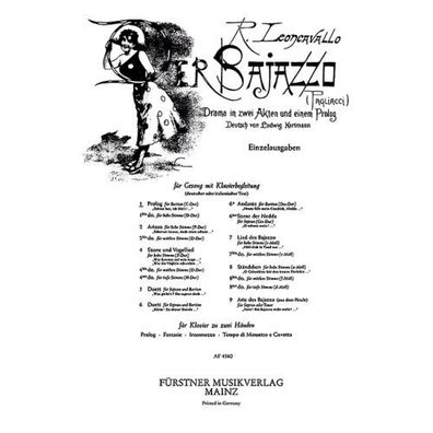 Prolog: Schaut her, ich bin´s (Leoncavallo) - Singstimme und Klavier Noten (PoD)