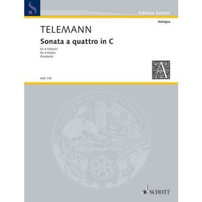 Sonata a quattro in C (Telemann) - 4 Violinen Noten (PoD)