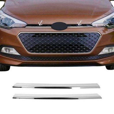 Kühlergrill Leisten Grillleisten für Hyundai i20 2015-2019 Edelstahl Silber 2tlg