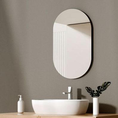 EMKE® Badspiegel Elliptisch Wandspiegel Oval Rahmenlos Badezimmerspiegel Spiegel