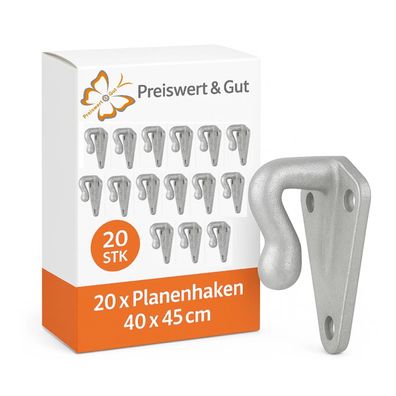 20x Planenhaken 40x45 mm - Zurrhaken Metall verzinkt, Spannhaken & Netzhaken Anhänger