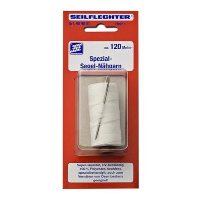 Segelgarn 120 m UV-beständig mit Nadel - Hochfestes Nähgarn für Segel & Boot