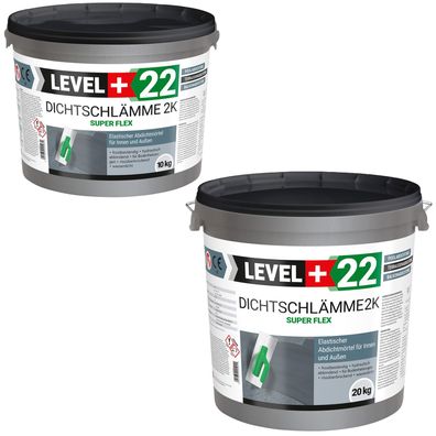 Dichtschlämme 10-100kg Abdichtmörtel 2K Flex Pool Terrasse Dusche Außen Innen L+22