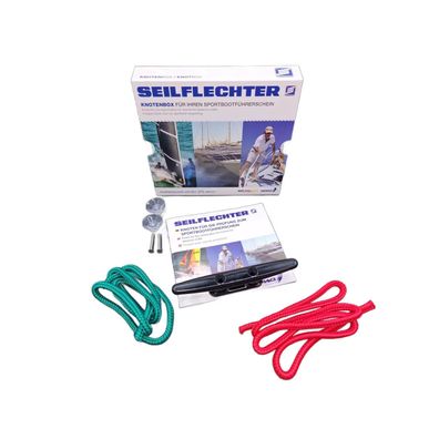 Knoten Übungsset mit Klampe & Anleitung - 9 Knoten lernen für SBF & Bootsprüfung