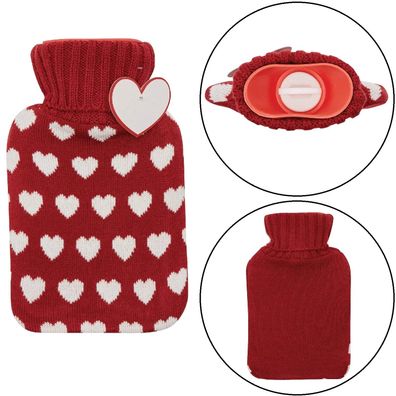 Preiswert & Gut Wärmflasche 750 ml - Strickbezug Herzen, weich & wärmend