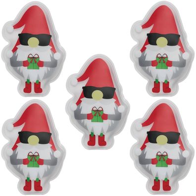 Taschenwärmer Weihnachtsmann 5er-Set - wiederverwendbare Handwärmer zum Knicken