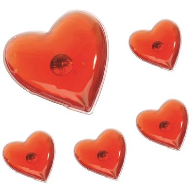 Taschenwärmer Herzform Rot - wiederverwendbarer Handwärmer zum Knicken, 5er-Set