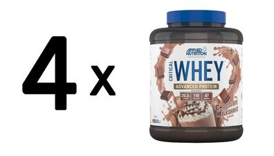 4 x Applied Nutrition Critical Whey, Chocolate Milkshake - 2000g