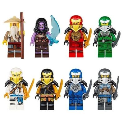 8PCS Minifigure Ninjago master SENSEI WU NINJA LLOYD Building BLOCKS toy DIY HOT