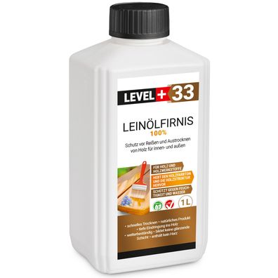 Leinöl Firnis 1L Holzschutz Lackfirnis Leinölfirnis Holzpflege Harzfrei L+33