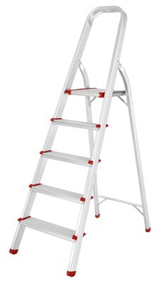 VaGo Haushaltsleiter Klappleiter Alu Leiter Stehleiter 5 Stufen Trittleiter