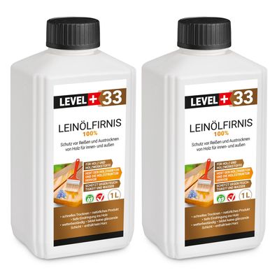 Leinöl-Firnis 2x 1L Leinölfirnis, Holzschutz, Holzpflege Lackfirnis Harzfrei L+33
