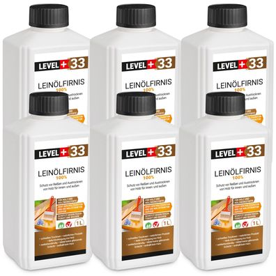 Leinöl Firnis 6x1L Holzschutz Lackfirnis Leinölfirnis Holzpflege Harzfrei L+33